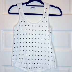 Express Women’s Sleeveless White Tank Top with Silver Nail Heads, Size XS